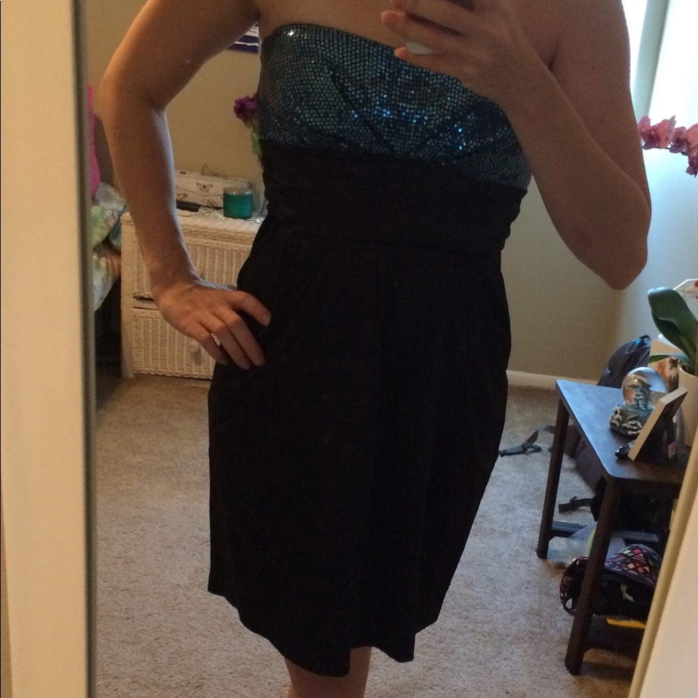 Blue and black sequin cocktail dres/NYE dress